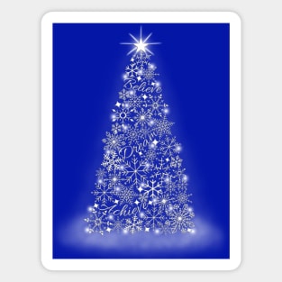 Inspirational Snowflake Christmas Tree, Believe, Dream & Achieve (Royal Blue Background) Magnet